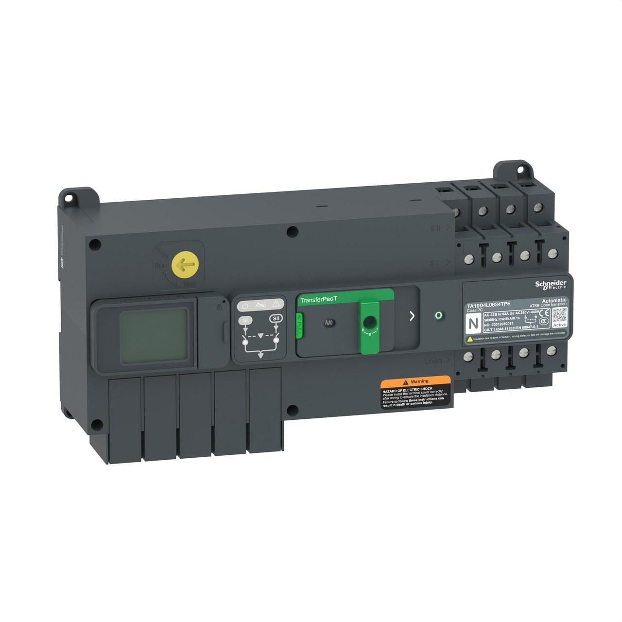 Schneider Electric - Interruptor de transferencia automático TransferPacT Active 40A 400V 4P LCD marco 100A