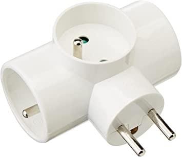 SOLERA - Adaptador triple 2P+T 16A 250V máximo 3.680W sistema francés en la clavija termoplástico