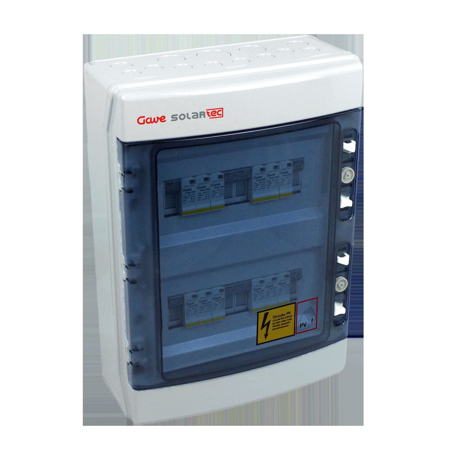GAVE - CAJA PROTECCIÓN 1000VDC 4 MPPT (1 STRING X MPPT) FUS 20A + PST-II (4 ENT./4 SAL.)