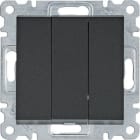 HAGER - Interruptor triple Lumina negro