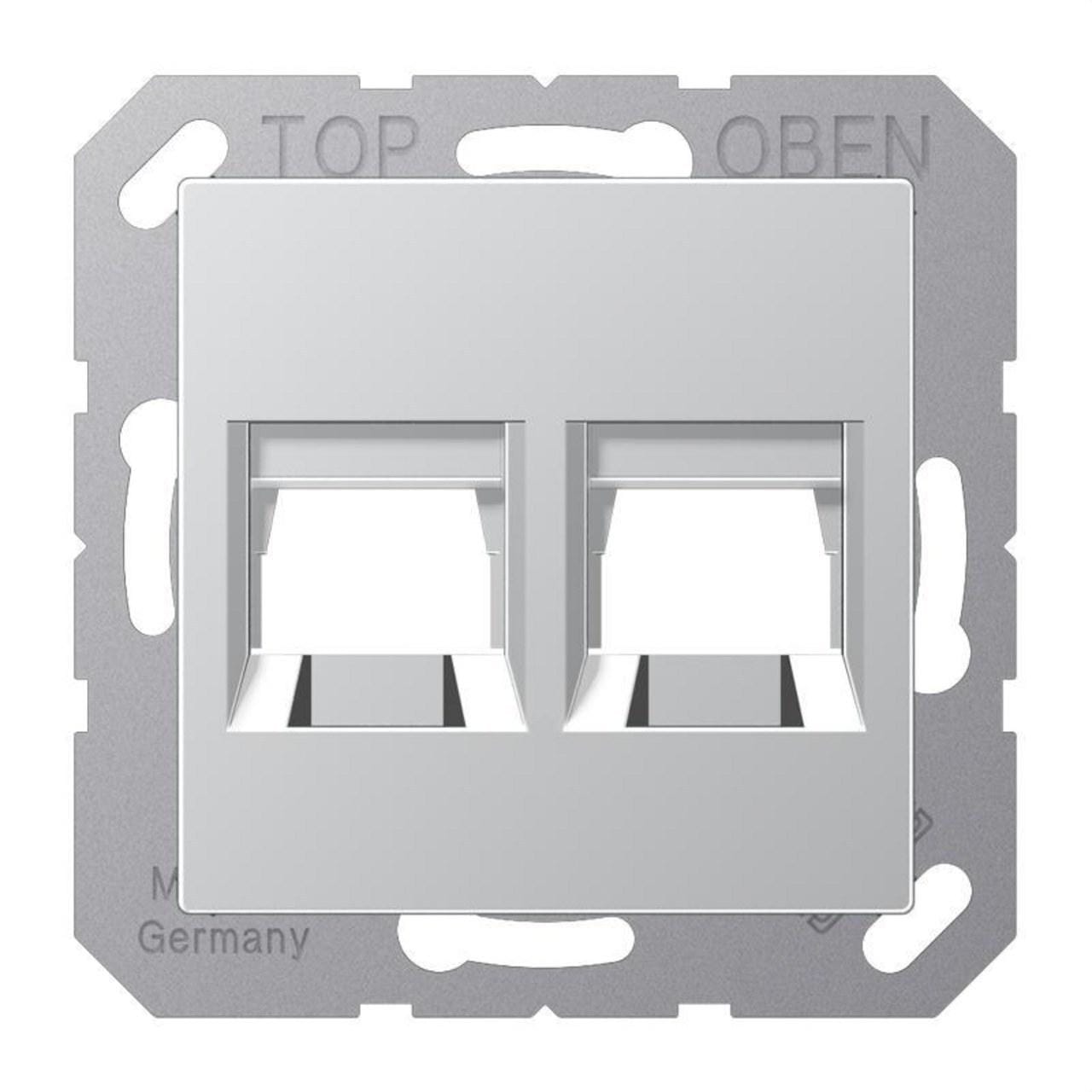 JUNG - Placa modular Jack-Radiall 2 tomas A aluminio