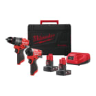 MILWAUKEE - M12FPD2 + M12FID2, 2 BATERIAS M12B4 CARGADOR C12C