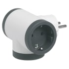 LEGRAND - Adaptador triple 3x2P+T de entrada lateral. Color blanco y negro
