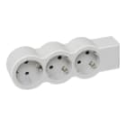 LEGRAND - Base múltiple estándar con 3 tomas 2P+T. Sin cable. Color blanco y gris claro