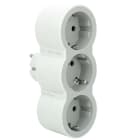 LEGRAND - Adaptador triple 3x2P+T de entrada frontal. Color blanco y gris