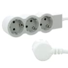 LEGRAND - Base múltiple estándar con 3 tomas 2P+T. Cable 3m. Sección 1,5mm². Color blanco y gris claro