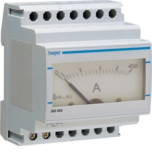 HAGER - Amperímetro analógico 0-400A lectura a través de transformador SR400