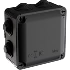 SOLERA - Caja estanca de conexión IP55 IK08 100x100x55mm cierre con tornillos 1/4" con 7 conos para tubo diámetro 25mm negra