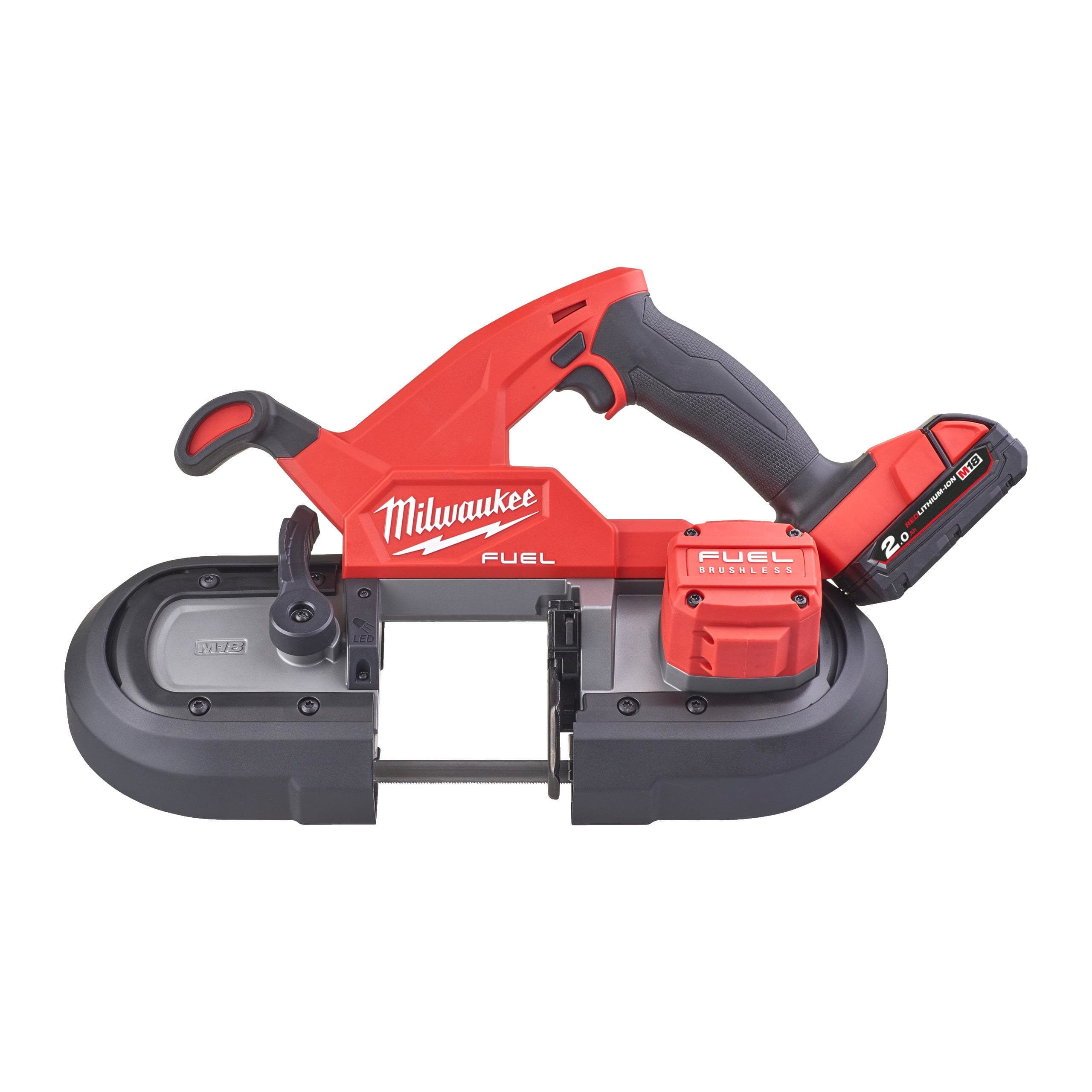 MILWAUKEE - SIERRA DE BANDA COMPACTA M18 FUEL¿, CAPACIDAD DE CORTE 85X85MM, VELOCIDAD VARIABLE. SE SUMINISTRA CON 2 BATERÍAS M18B2 Y CARGADOR RÁPIDO M12-18FC, EN KITBOX