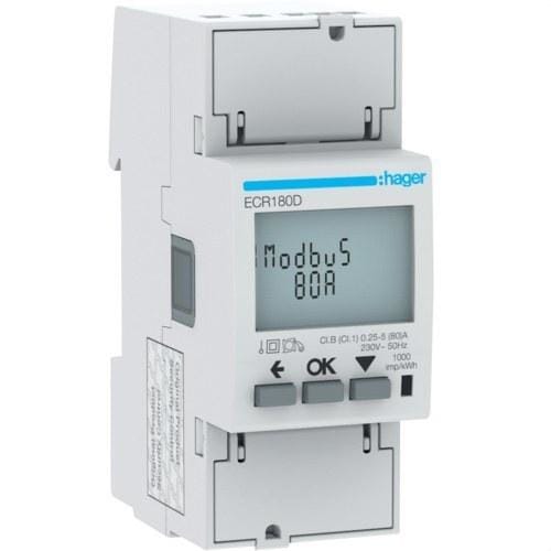 HAGER - Contador de energía 1F direct 80A 2M modbus MID