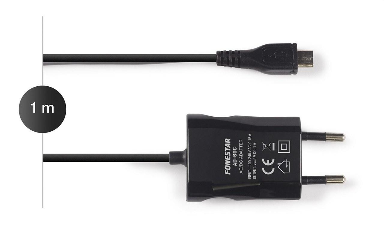 FONESTAR - Adaptador CA / CC 1A USB cable 1m