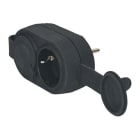 LEGRAND - Enchufe de caucho con doble tomas frontal 2P+T 10/16A IK08. Color negro