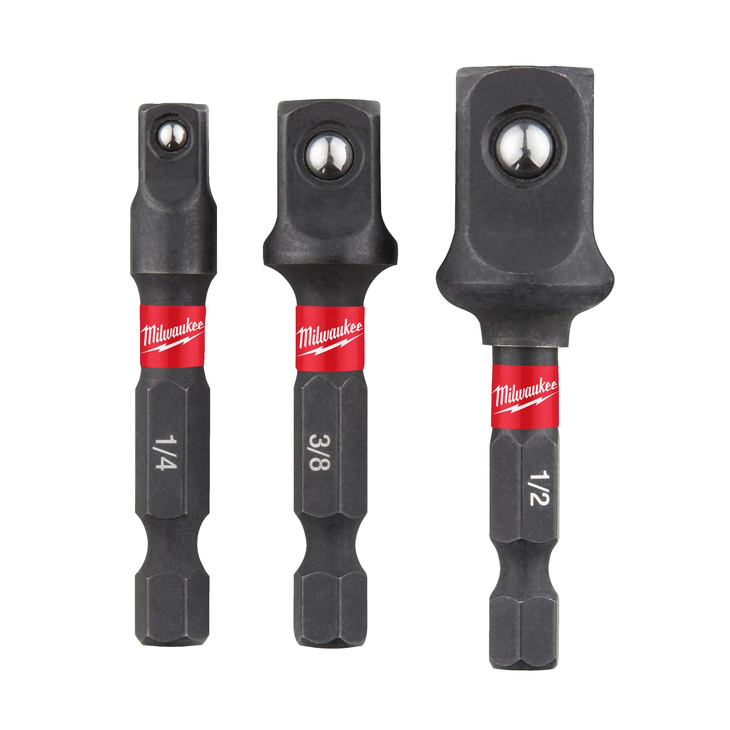 MILWAUKEE - CONJUNTO DE 3 ADAPTADORES DE HEX 1/4 A CUADRADILL