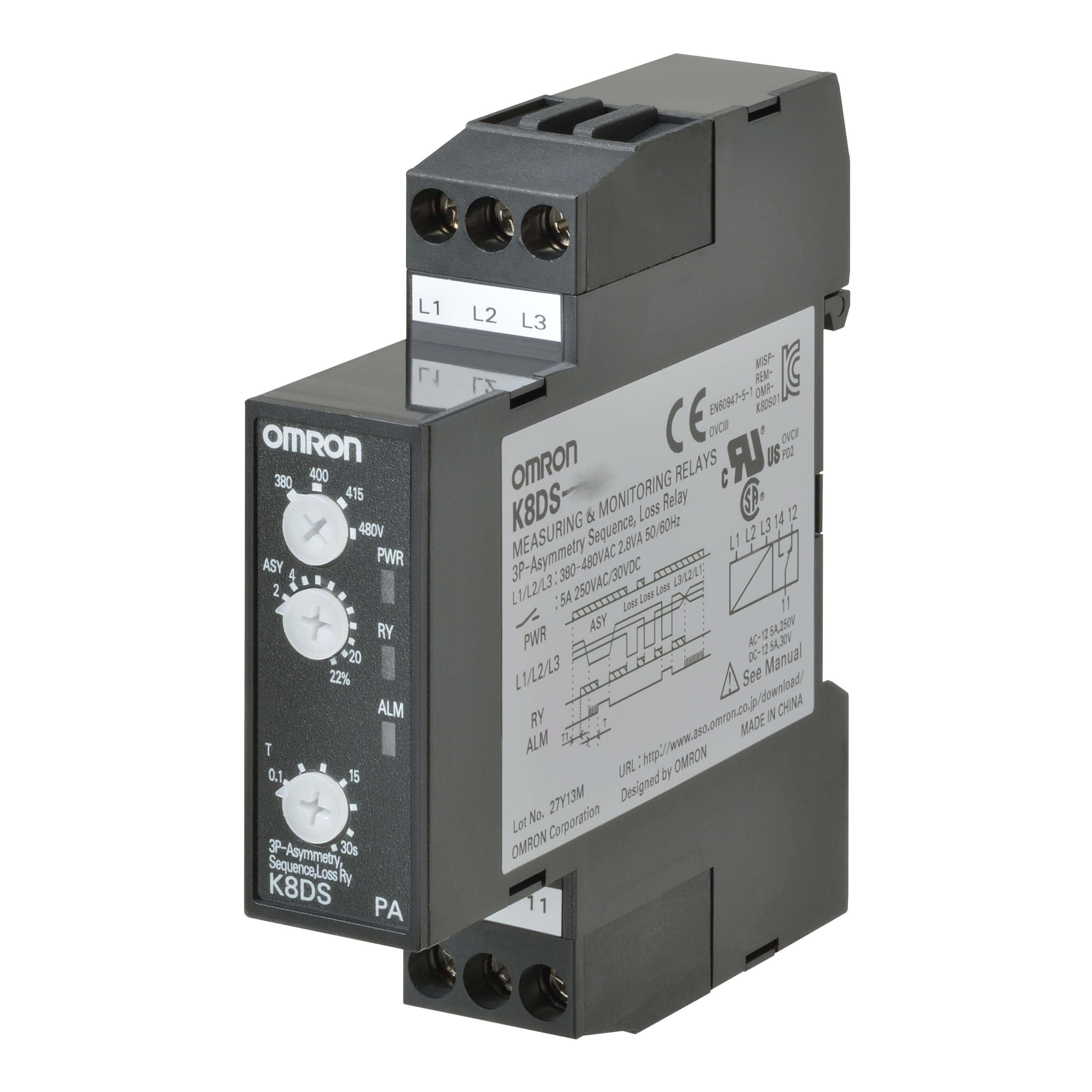 OMRON - K8DS-PA2  RELÉ TRIF.ASIM.SECN.+PERD.FS.380-480C