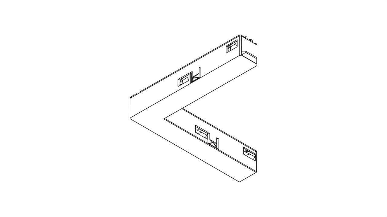 ARKOSLIGHT - Track 48V CORNER 90° conector ONE PLANE, negro
