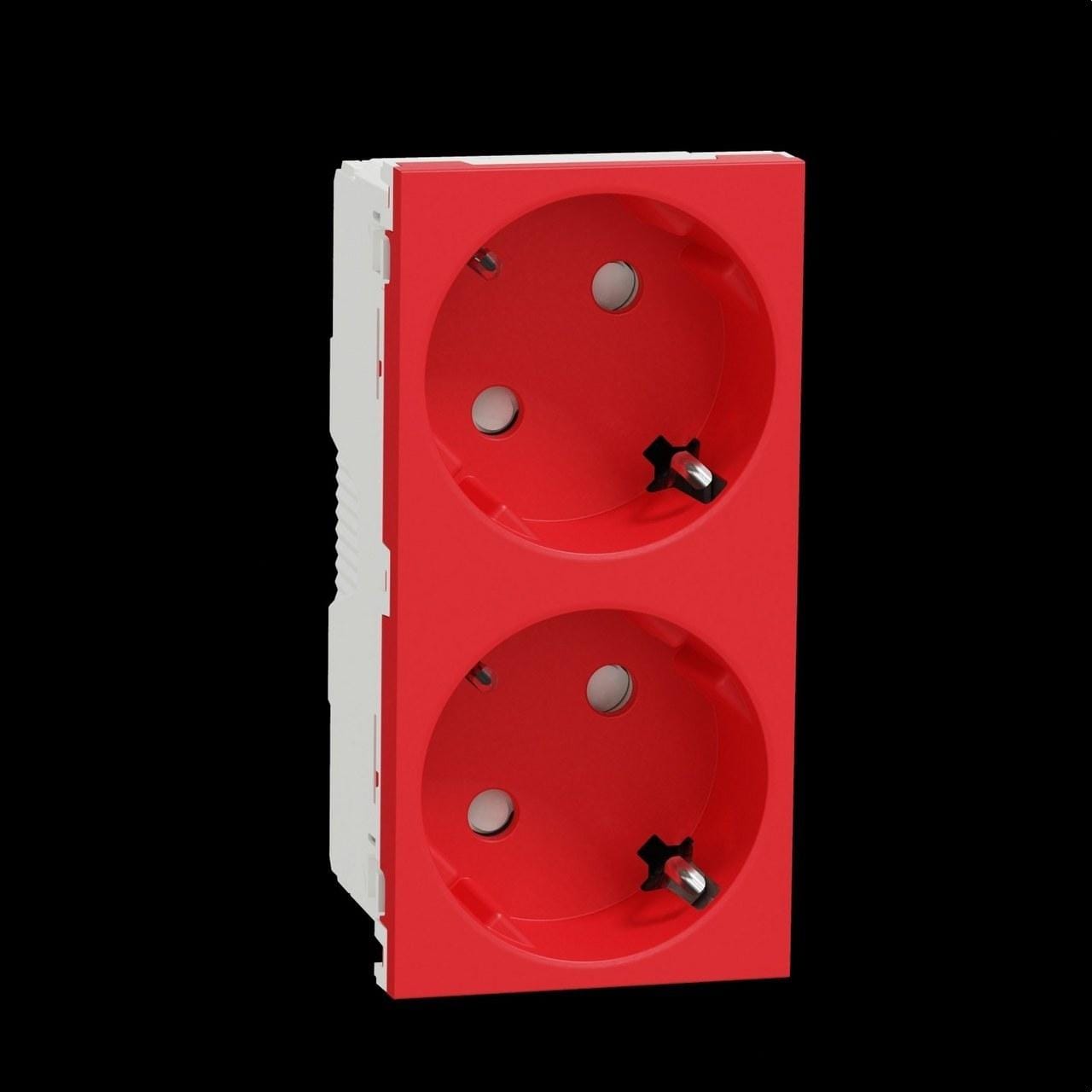 Schneider Electric - Schuko doble rojo sin tornillos