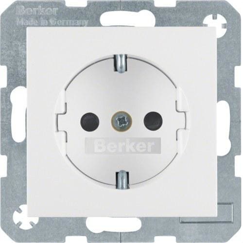 HAGER - Toma schuko completa BERKER S/B con protección infantil blanco polar brillo