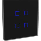 DINUY - Pulsador KNX 4 botones cristal negro marco cromo