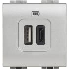 BTICINO - Base cargador USB (A+C) Livinglight - 3A - 5V - 230V - 2 módulos - Tech
