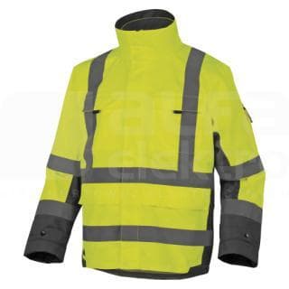 DELTA PLUS - Parka alta visibilidad poliester OXFORD poliuretano talla S amarillo fluorescente/gris
