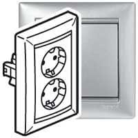 LEGRAND - Base de corriente Valena - 2x2P+T con obturadores - 16A/230V - monobloc - Aluminio brillante