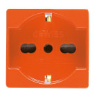 GEWISS - Base P40 2P+T 16A bivalente 250V AC 2 módulos norma italiana/alemana para líneas dedicadas naranja