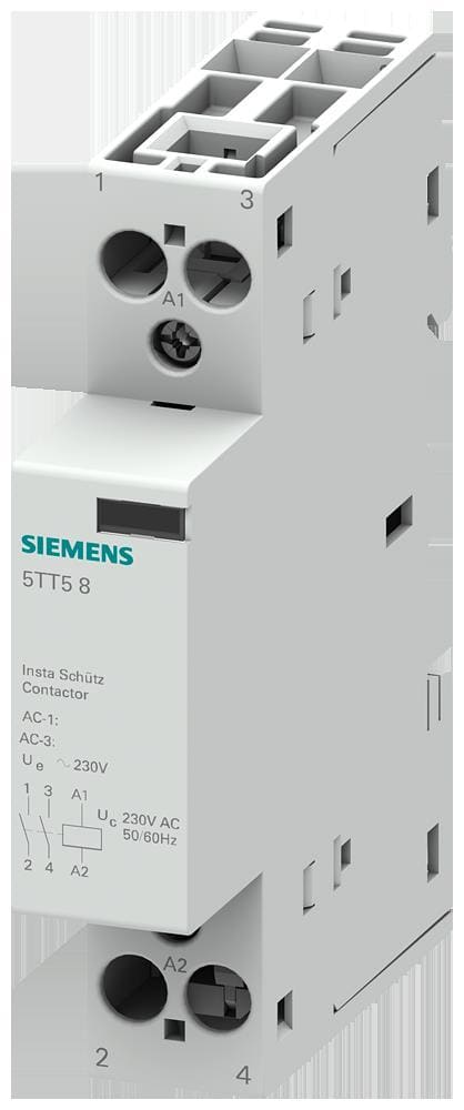 SIEMENS - Contactor de instalación 70mm con 2 contactos NA contacto para 230V AC 400V 25A control 230V AC