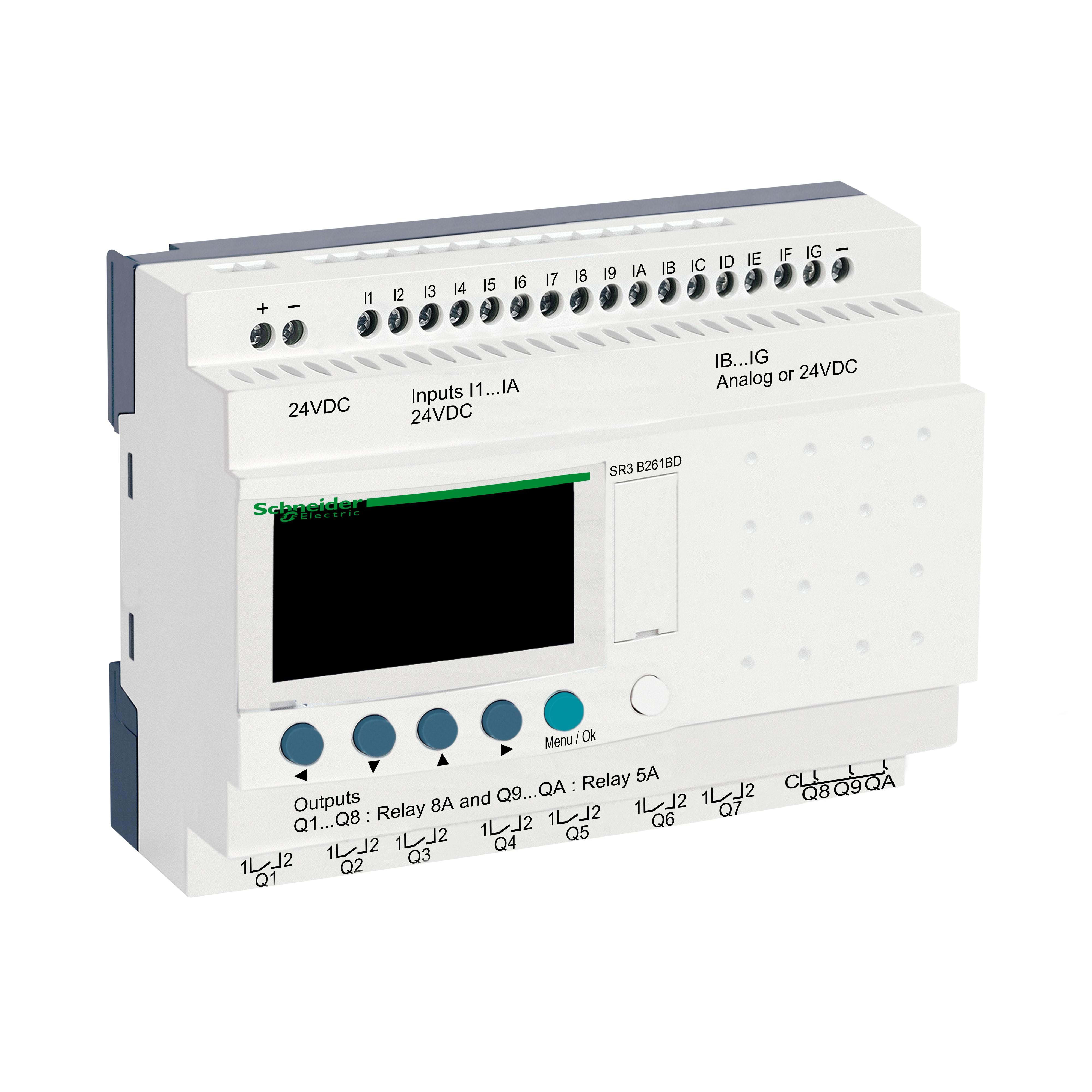 Schneider Electric - Zelio Logic - Relé programable modular zelio logic - 26 e s - 24 v cc - reloj - pantalla