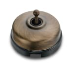 FONTINI - Interruptor 2P 10AX 250V metal / porcelana patiné / negro con paso