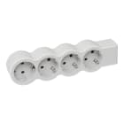 LEGRAND - Base múltiple estándar con 4 tomas 2P+T. Sin cable. Color blanco y gris claro