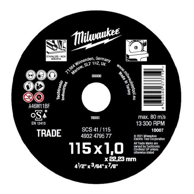 MILWAUKEE - DISCO CONTRACTOR EE 115 X 1MM