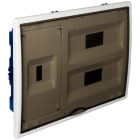 SOLERA - Caja de distribución de empotrar en tabique hueco de 24 elementos + 4 precintables 400x320x72mm marco blanco y puerta fumé