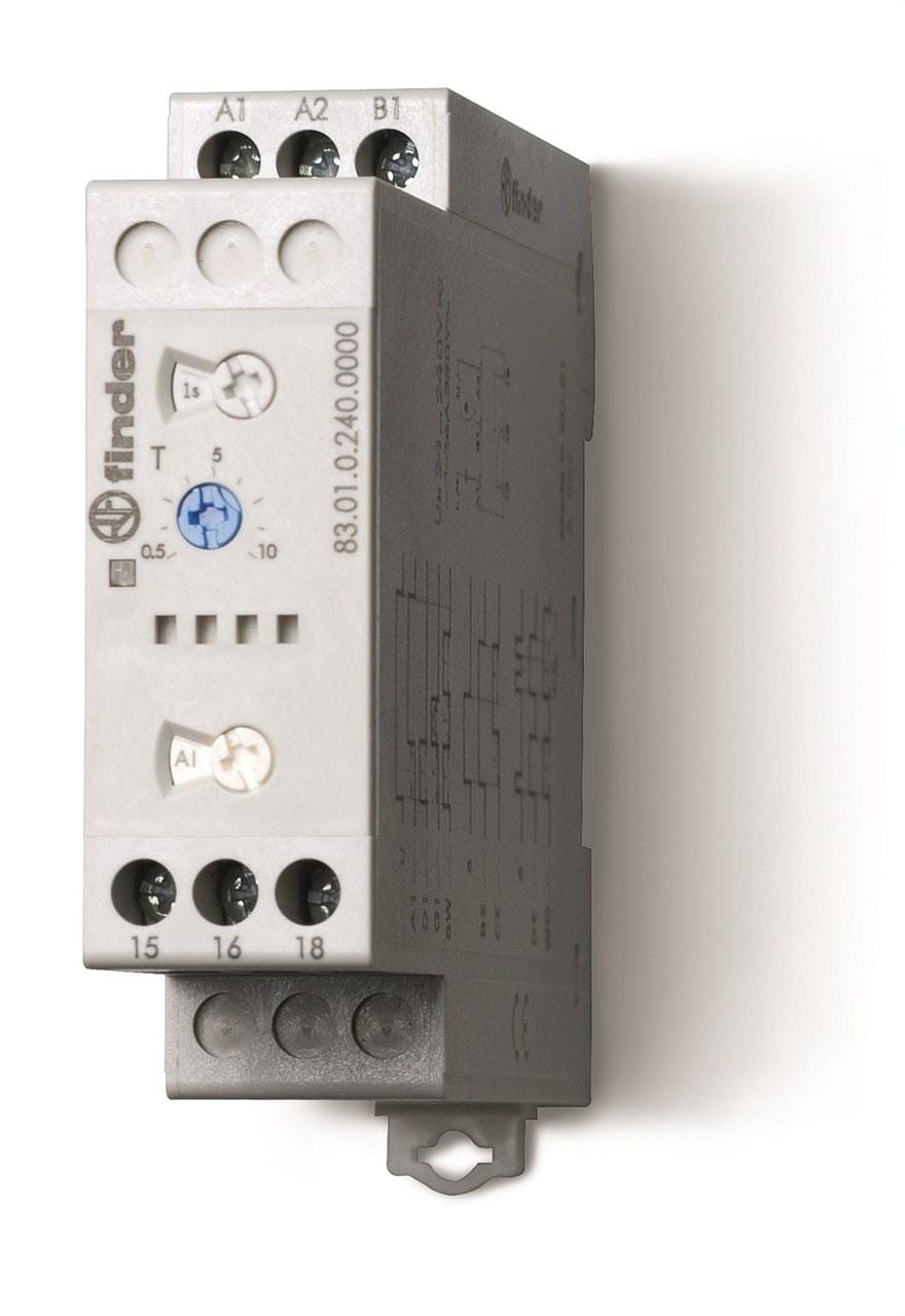FINDER - Temporizador modular multifunción SERIE 83, 1 contacto conmutado, 16A, 24...240V AC/DC