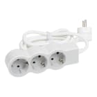 LEGRAND - Base múltiple estándar con 3 tomas 2P+T. Cable 1,5m. Sección 1,5mm². Color blanco y gris claro