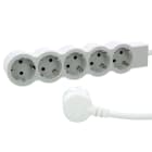 LEGRAND - Base múltiple estándar con 5 tomas 2P+T. Cable 1,5m. Sección 1,5mm². Color blanco y gris claro