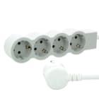 LEGRAND - Base múltiple estándar con 4 tomas 2P+T. Cable 3m. Sección 1,5mm². Color blanco y gris claro