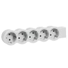 LEGRAND - Base múltiple estándar con 5 tomas 2P+T. Sin cable. Color blanco y gris claro