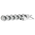 LEGRAND - Base múltiple estándar con 6 tomas 2P+T. Cable 3m. Sección 1,5mm². Color blanco y gris claro