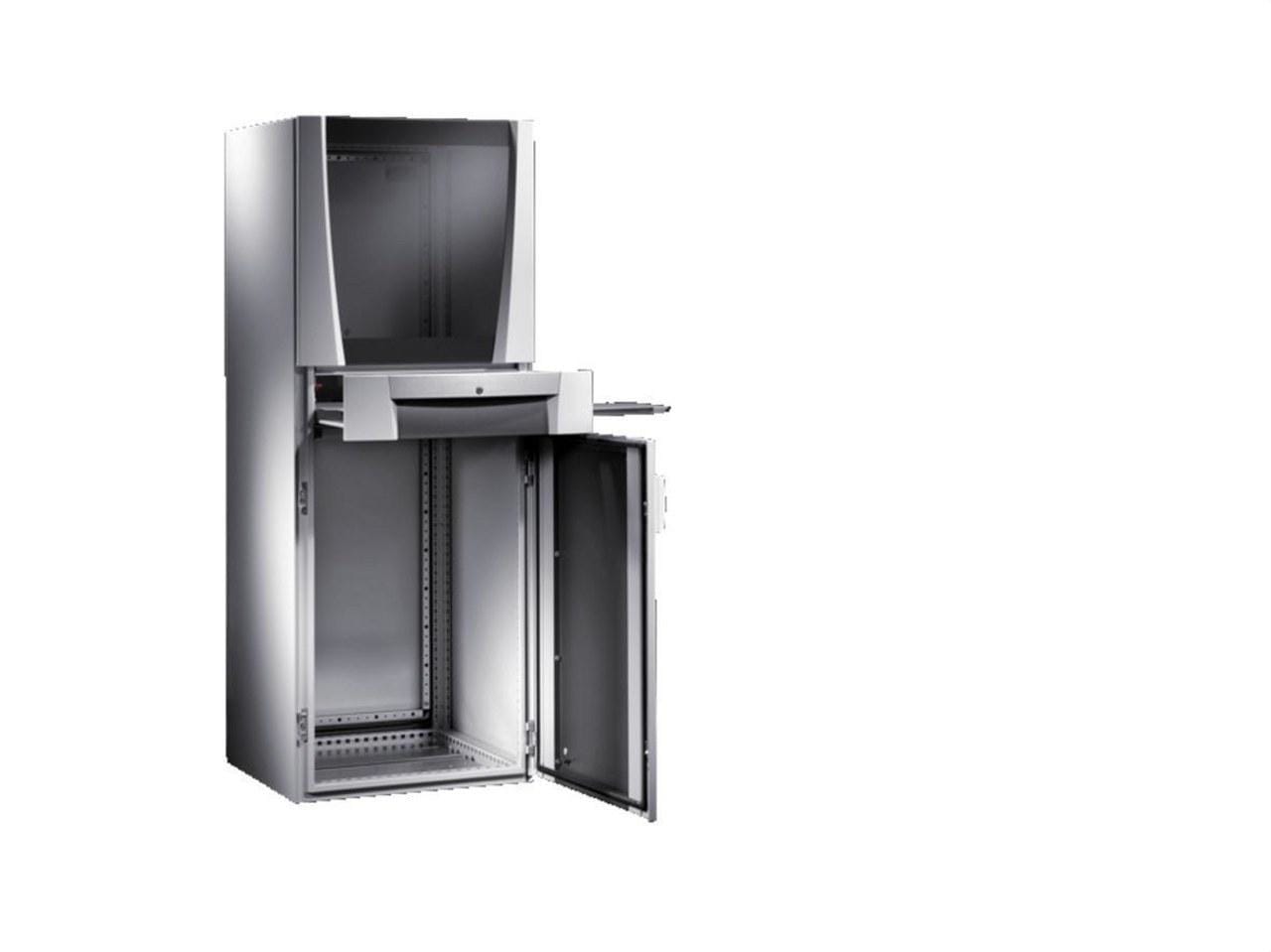 RITTAL - Sistema de armario PC 800x1600x636mm con puerta transparente arriba, cajón para teclado y bandeja para aparatos