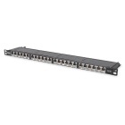 DIGITUS - CAT 6 PATCH PANEL, SHIELDED, 24-PORT RJ45 WITH SHUTTER, 8P8C, LSA, 0.5U, 19" RACK MOUNT, BL