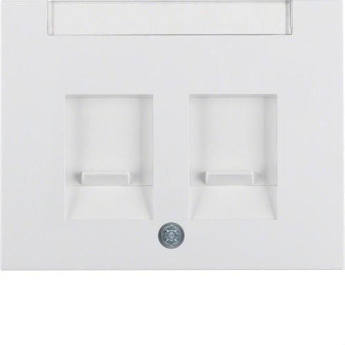 HAGER - Placa central con persiana portarótulos con 2 módulos K1 blanco polar