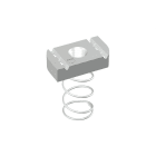 PEMSA - Tuerca con muelle para railes, soportes y péndulos 41x41 mm en instalaciones de bandejas, M10, en acero, acabado galvanizado caliente GC.