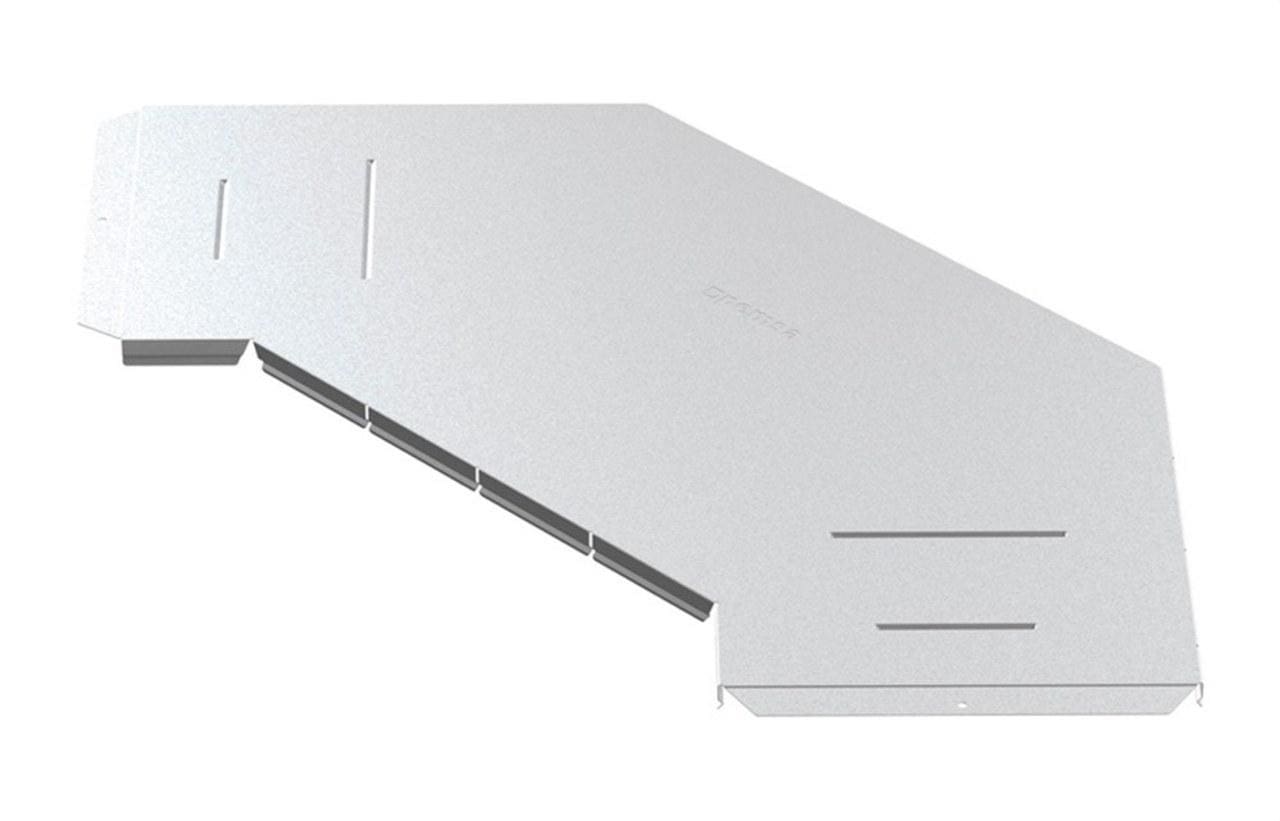 PEMSA - Tapa para curva 90° de bandeja de escalera Megaband®, ancho 600 mm, en acero, acabado galvanizado caliente GC