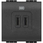 BTICINO - Base cargador USB (C+C) Livinglight - 3A - 5V - 230V - 2 módulos - Antracita