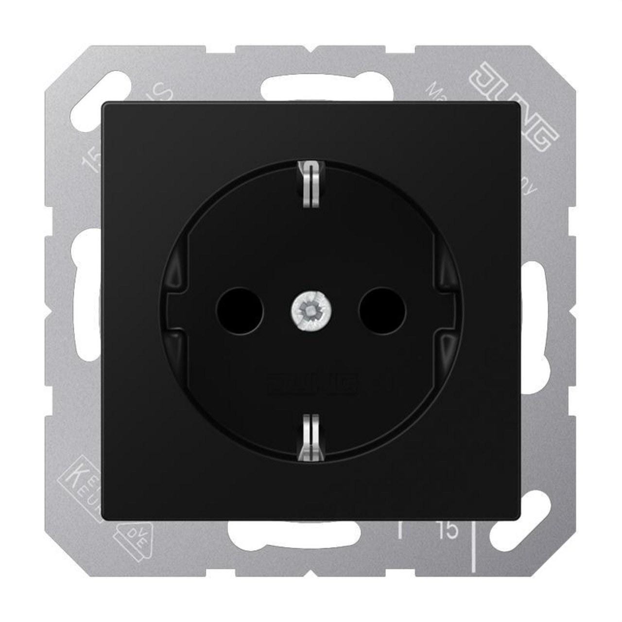 JUNG - Enchufe SCHUKO® A1520BFKISWM protección A negro mate