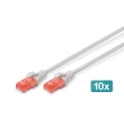 DIGITUS - CAT 6 U-UTP PATCH CORD, CU, LSZH AWG 26/7, LENGTH 2 M, 10 PIECES, COLOR GREY