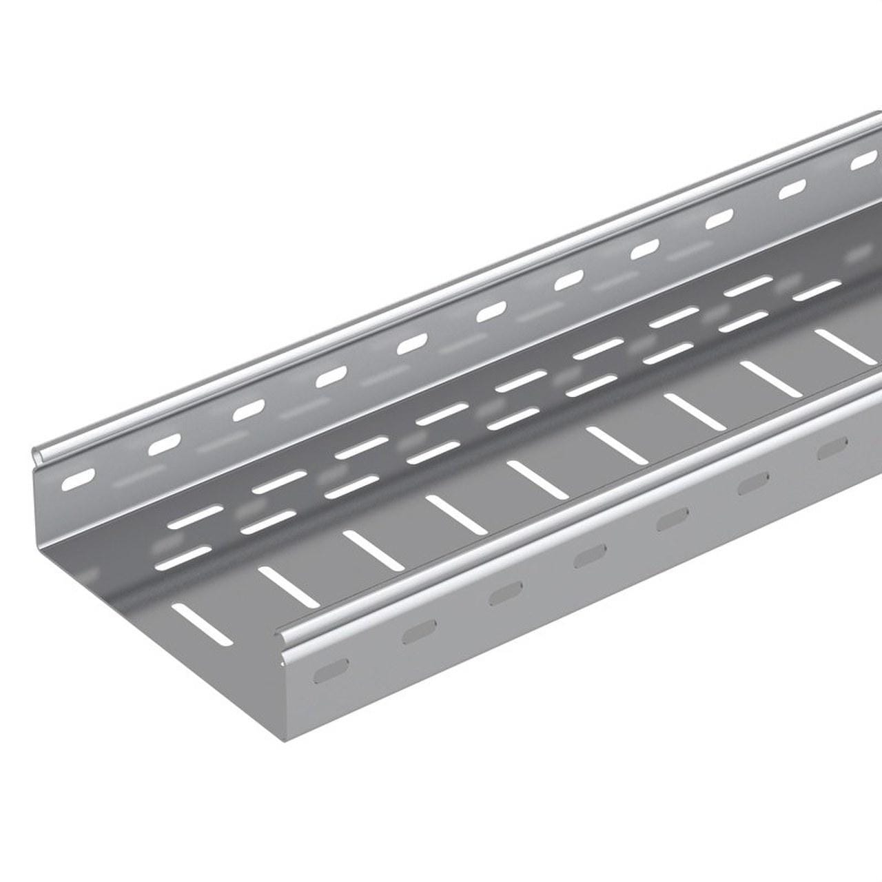 PEMSA - Bandeja de chapa perforada reforzada Pemsaband® RX para conducción de cableado de cargas elevadas, de 100x300 mm acabado sendzimir PG