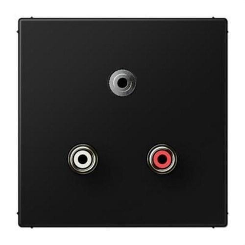 JUNG - Placa Cinch Audio (RCA) / Jack 3,5mm negro para LS