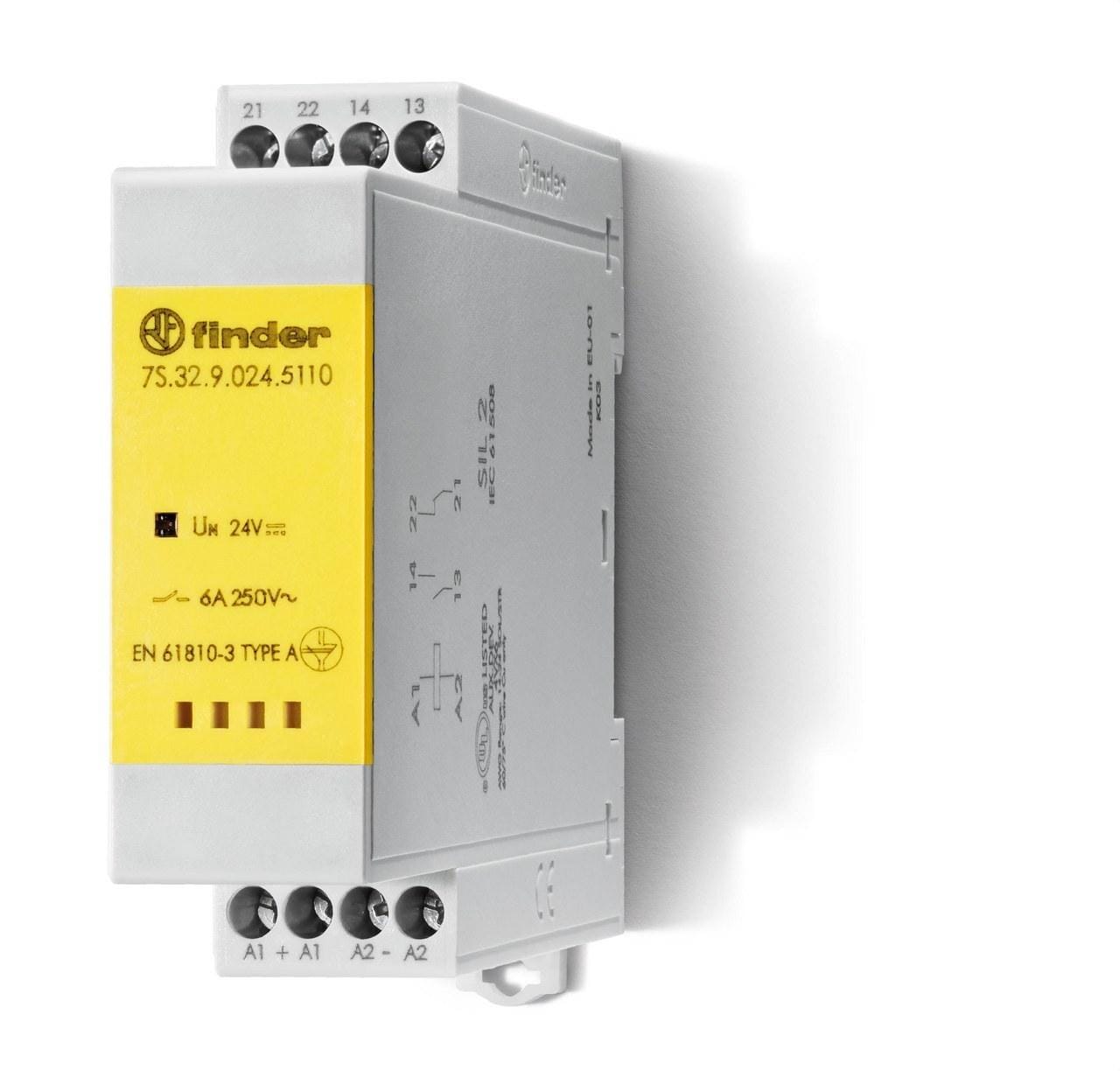 FINDER - Relé modular con contactos de guía forzada SERIE 7S, ancho 22,5mm, bornes de jaula, 1NA+1NC, AgNi+Au, 230V AC (emb.1u)
