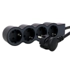 LEGRAND - Base múltiple estándar con 4 tomas 2P+T. Cable 3m. Sección 1,5mm². Color negro y gris oscuro
